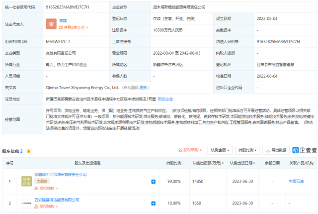 中國石油、隆基投資成立能源公司